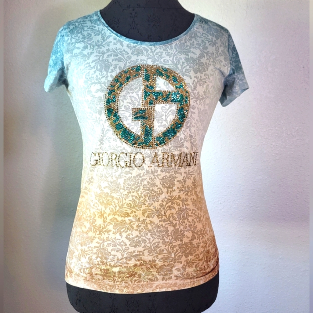 Giorgio Armani Sofest Interlock Rhinestone Tee